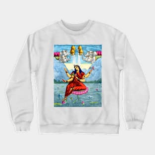 Goddess Kamalatmika Kamala Lakshmi 1880 Elephants Lotus Crewneck Sweatshirt